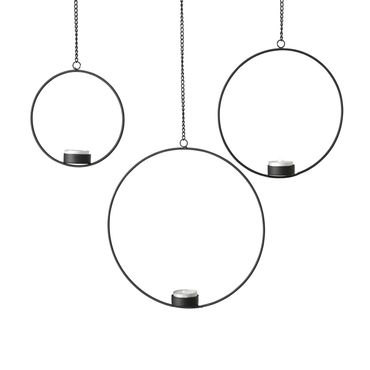 Teelichthalter Rumba  Ø 15-25cm schwarz Eisen 3 teilig