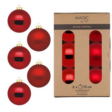 Christbaumkugeln Weihnachtskugeln Glas Ø10cm 6Stk dunkelrot glanz matt