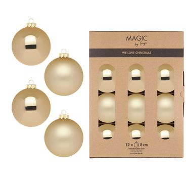 Christbaumkugeln Weihnachtskugeln Glas Ø 8 cm 12 Stück brokatgold