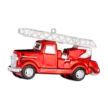 Christbaumschmuck Feuerwehrauto Glas  6 cm rot