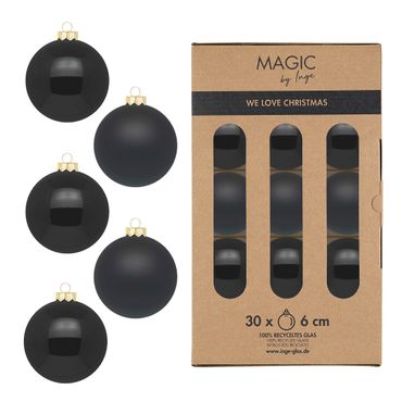 Christbaumkugeln Weihnachtskugeln Glas Ø 6 cm 30 Stück ebony black