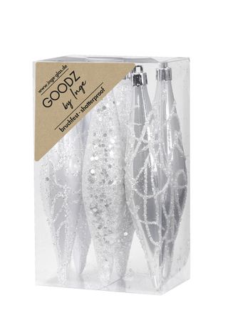 Christbaumschmuck Eiszapfen Kunststoff 15 cm 6 Stück weiß glanz/matt