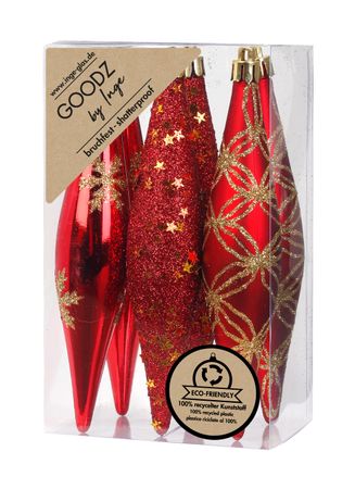 Christbaumschmuck Eiszapfen Kunststoff 15 cm 6 Stück rot glanz/matt