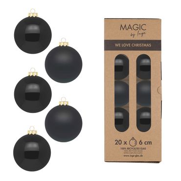 Christbaumkugeln Weihnachtskugeln Glas Ø 6 cm 20 Stück ebony black