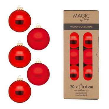 Christbaumkugeln Weihnachtskugeln Glas Ø 6 cm 20 Stück merry red