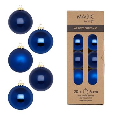 Christbaumkugeln Weihnachtskugeln Glas Ø 6 cm 20 Stück royal blue
