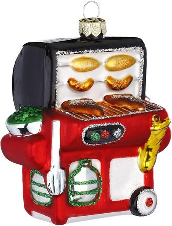 Christbaumschmuck Gasgrill BBQ Glas 9 cm bunt