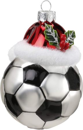 Christbaumschmuck Fußball Glas 9,5 cm schwarz/weiß