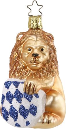 Christbaumschmuck Bayerischer Löwe Glas 10 cm gold