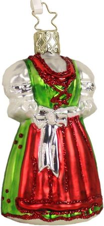Christbaumschmuck Weihnachtsdirndl Glas 8,5 cm rot grün