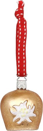 Christbaumschmuck Edelweißglocke Glas 6 cm gold