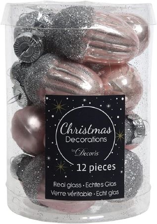 Christbaumschmuck Eichel Glas Ø 3 cm x 4 cm 12 Stück puderrosa 
