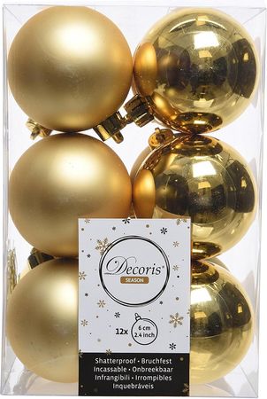 Christbaumkugeln Weihnachtskugeln bruchfest Ø 6 cm 12 Stück hellgold