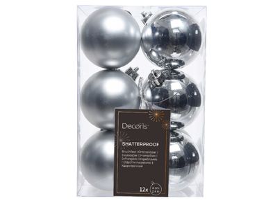 Christbaumkugeln Weihnachtskugeln bruchfest Ø 6 cm 12 Stück silber
