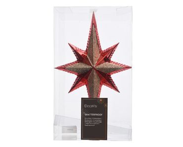 Christbaumschmuck Christbaumspitze bruchfest rot glitter H 25,5 cm