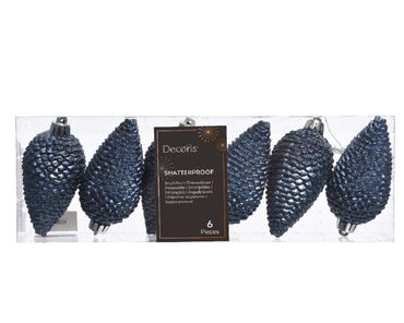 Christbaumschmuck Zapfen bruchfest Ø 4,5cm / H 8cm 6 Stk blau