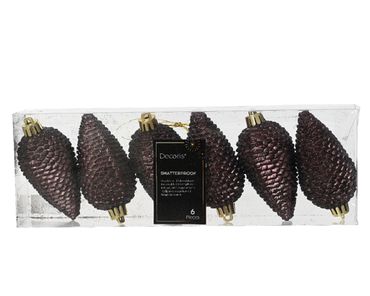 Christbaumschmuck Zapfen bruchfest Ø 4,5cm / H 8cm 6 Stk black truffle