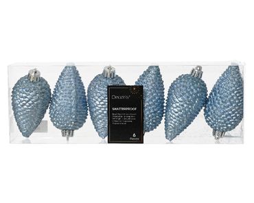 Christbaumschmuck Zapfen bruchfest Ø 4,5cm / H 8cm 6 Stk eisblau