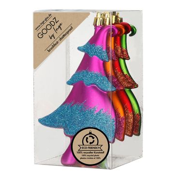 Christbaumschmuck Tannenbaum Kunststoff 14 cm 4 Stück bunt