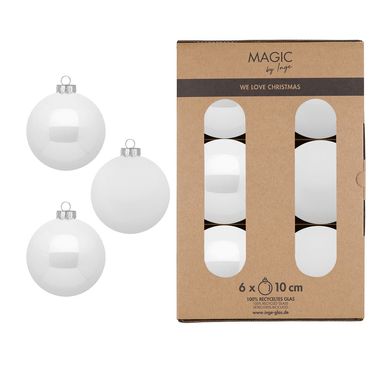 Christbaumkugeln Weihnachtskugeln Glas H 10 cm 6 Stück weiß