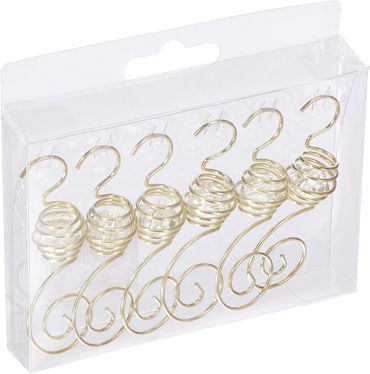 Christbaumkugel-Aufhänger Spirale mit Perle H 7 cm 6 Stück gold