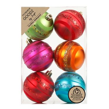 Christbaumkugeln Weinachtskugeln Kunststoff Ø 9 cm 6 Stück bunt