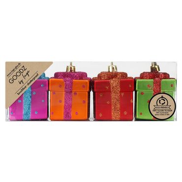 Christbaumschmuck Geschenkbox Kunststoff H 6,5 cm 4 Stück bunt