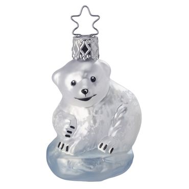 Christbaumschmuck Baby Eisbär Glas 6,5 cm weiß