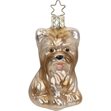 Christbaumschmuck  Hund Yorkshire Terrier Glas 7,5 cm braun