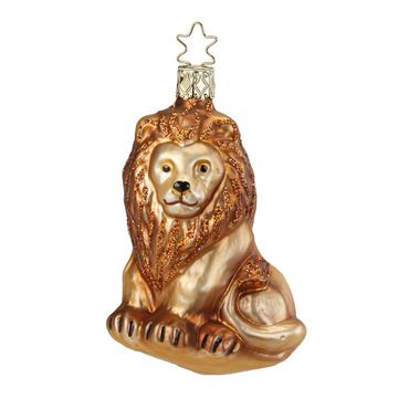 Christbaumschmuck Löwe König der Tiere Glas 9,5 cm braun