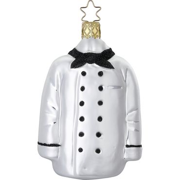 Christbaumschmuck Französische Kochjacke Glas 9,5 cm weiß