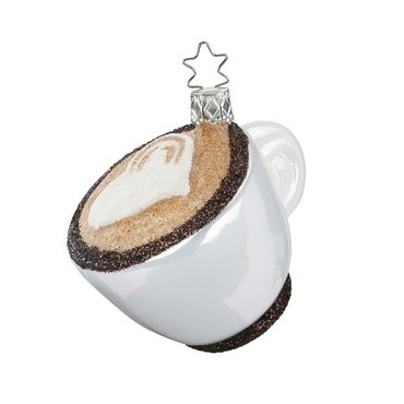 Christbaumschmuck Cappuccino Tasse Glas 8 cm weiß braun