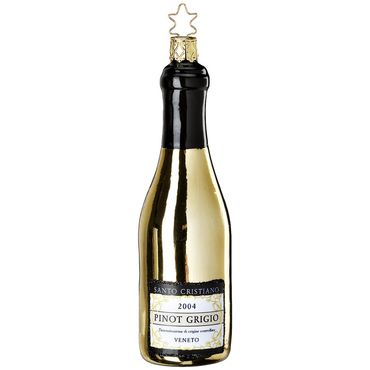 Christbaumschmuck Weinflasche Pinot Grigio Glas 14 cm gold