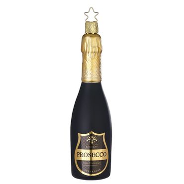 Christbaumschmuck Prosecco Flasche Glas 14 cm schwarz