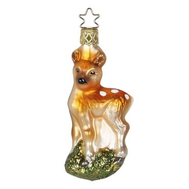 Christbaumschmuck Rehkitz Glas 9 cm braun orange