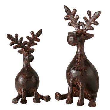 Figur Tarnow Tier Hirsch Rentier Metall 10x10x21 cm 2 teilig braun