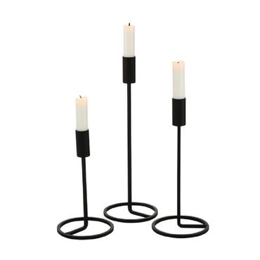 Kerzenleuchter Fio Kerzenständer Metall 3teilig H 32 cm schwarz