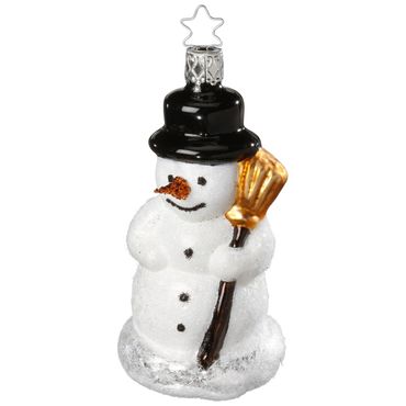 Christbaumschmuck Glas Schneemann Kecke Karottennase 10,5 cm weiß