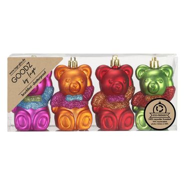 Christbaumschmuck Teddybär Kunststoff H 8 cm 4 Stück bunt