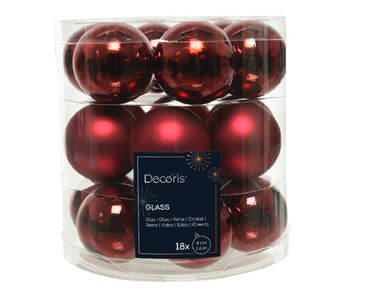 Christbaumkugeln Weihnachtskugeln Glas Ø 4 cm rot matt/glanz 18 Stück