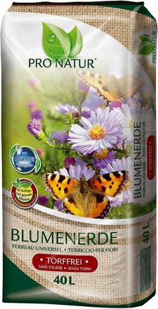 Pro Natur Blumenerde 40 L mit TIMPOR Holzfaser & Mykorrhiza Kulturen 