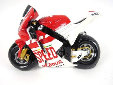 Spardose Motorrad Poly B18 x T7 x H14 cm rot