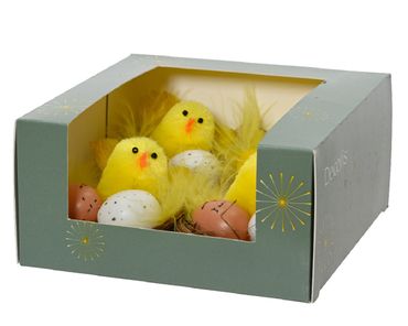 Küken Nest Ostern Nest Chenille gelb Ø 5cm H 4,5cm 4 Stück