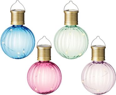 Solar Birne Plastik 4 Farben Dauerbetrieb Ø8cm H.11cm Stückpreis