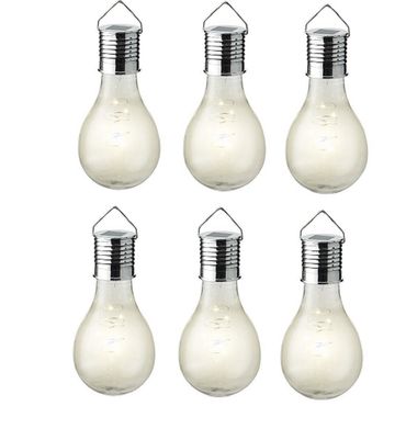 Solar Birne plastik Ø.8cm H.14cm transparent warm/weiß 6 Stück
