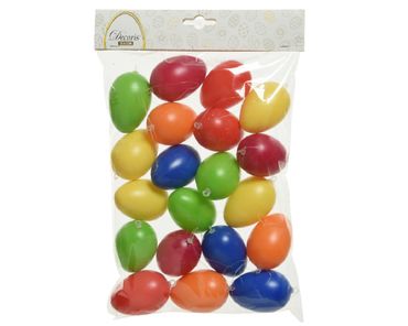 Ostereier plastik 6-farbig  Ø4cm H.6cm 20 Stück