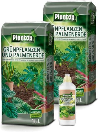 Plantop Grünpflanzenerde/Palmenerde 2x18 L und 1L Grünpflanzendünger