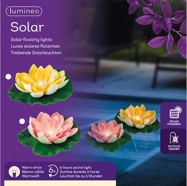 Solar Gartenleuchte Seerose 17x6cm Kunststoff 1 Stück Sortiert 