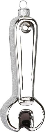 Christbaumschmuck Glas Schrauben-Schlüssel 13 cm silber