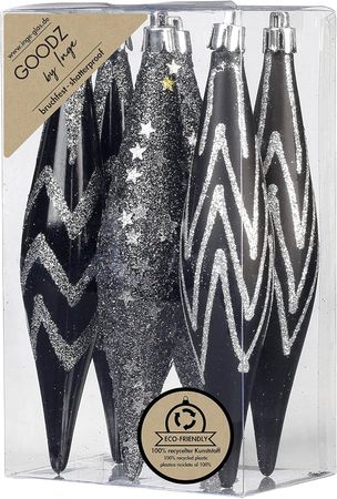 Christbaumschmuck Eiszapfen Kunststoff 15 cm 6 Stück schwarz/anthrazit